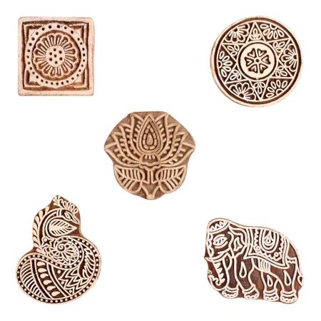 Set of 5 Piece New Mix Wooden Printing Block